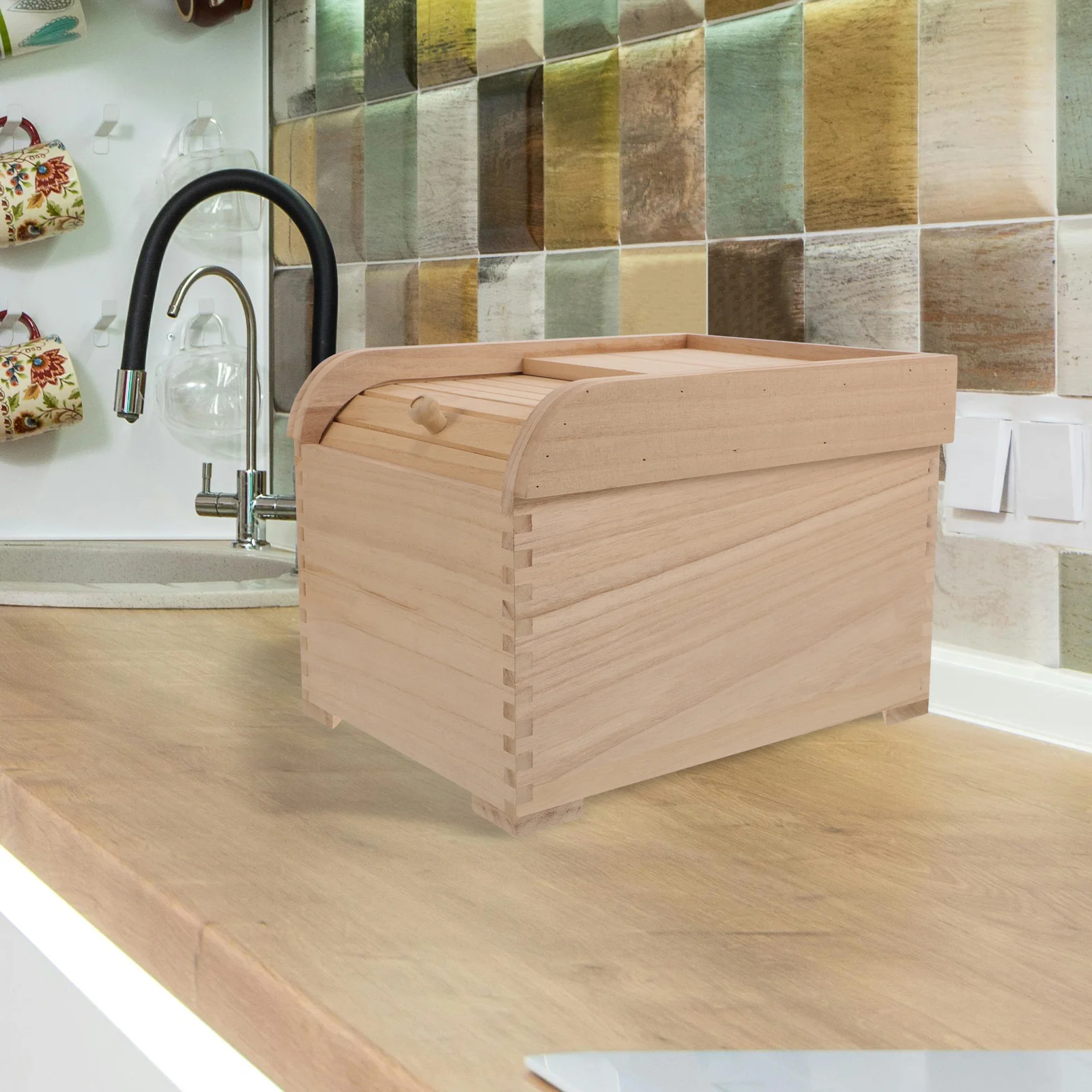 

Solid Wood Rice Box Large Capacity Storage Container Sealed Wooden Bucket Reusable Kitchen Organizer Food Grain Holder