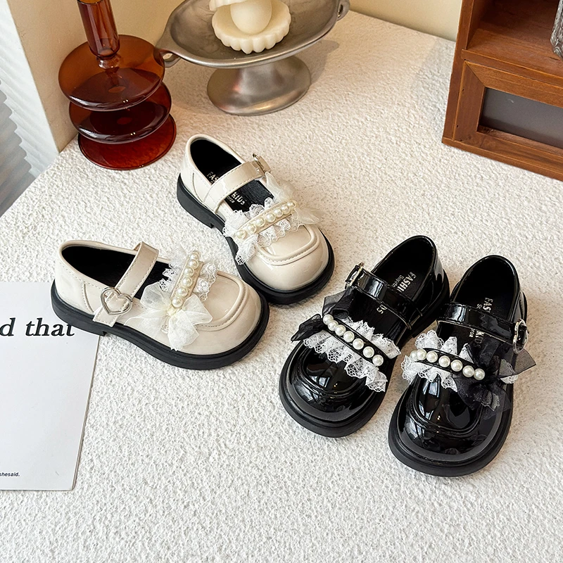 

Girls Bowknot Princess Leather Shoes Sweet Lolita Children Lace Mary Jane Shoes Fashion Autumn New Kids Causal Party Shoes