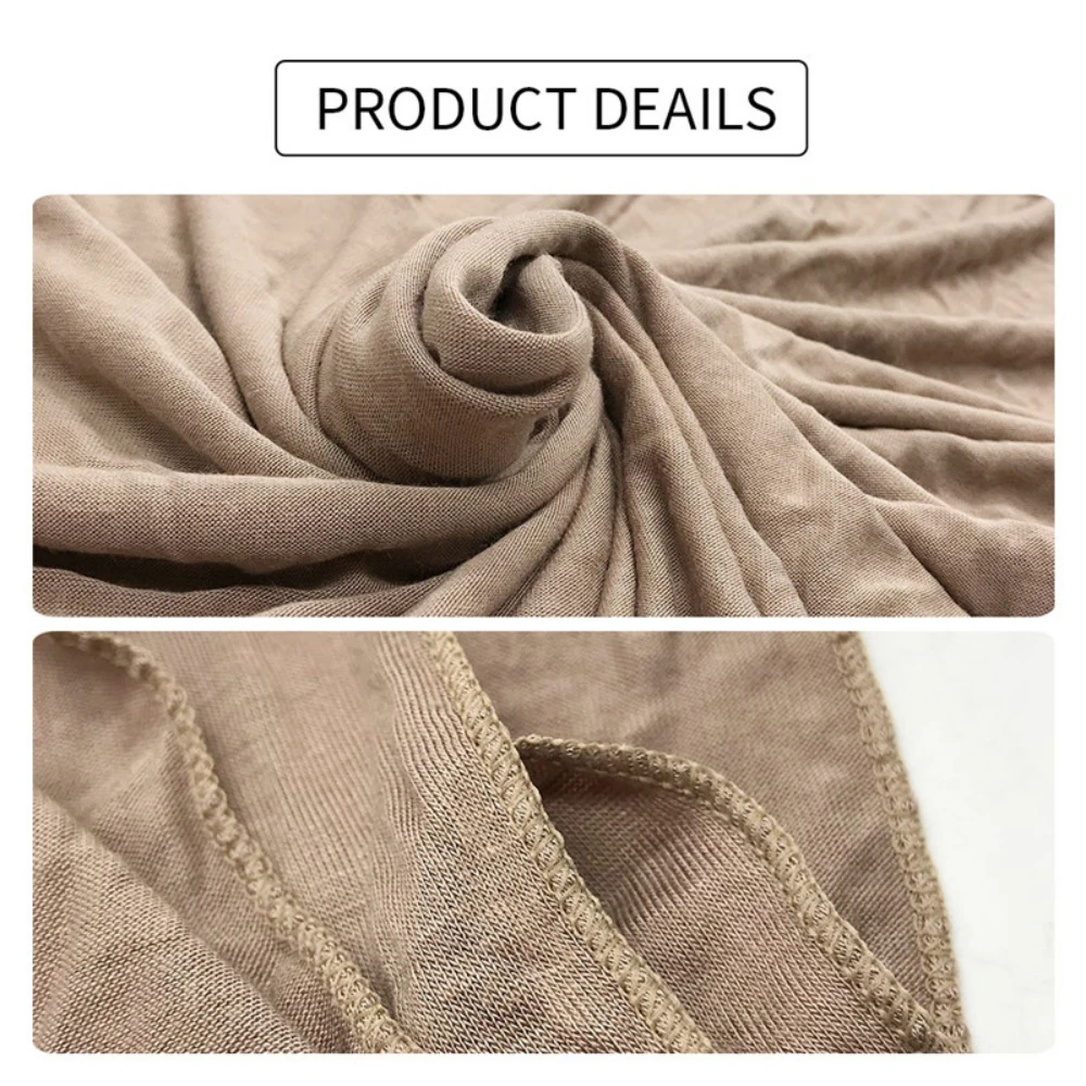 Soft Breathable High Quality Modal Cotton Jersey Hijab Scarf Muslim Women Premium Solid Plain Elastic Turban Headwrap Long Shawl