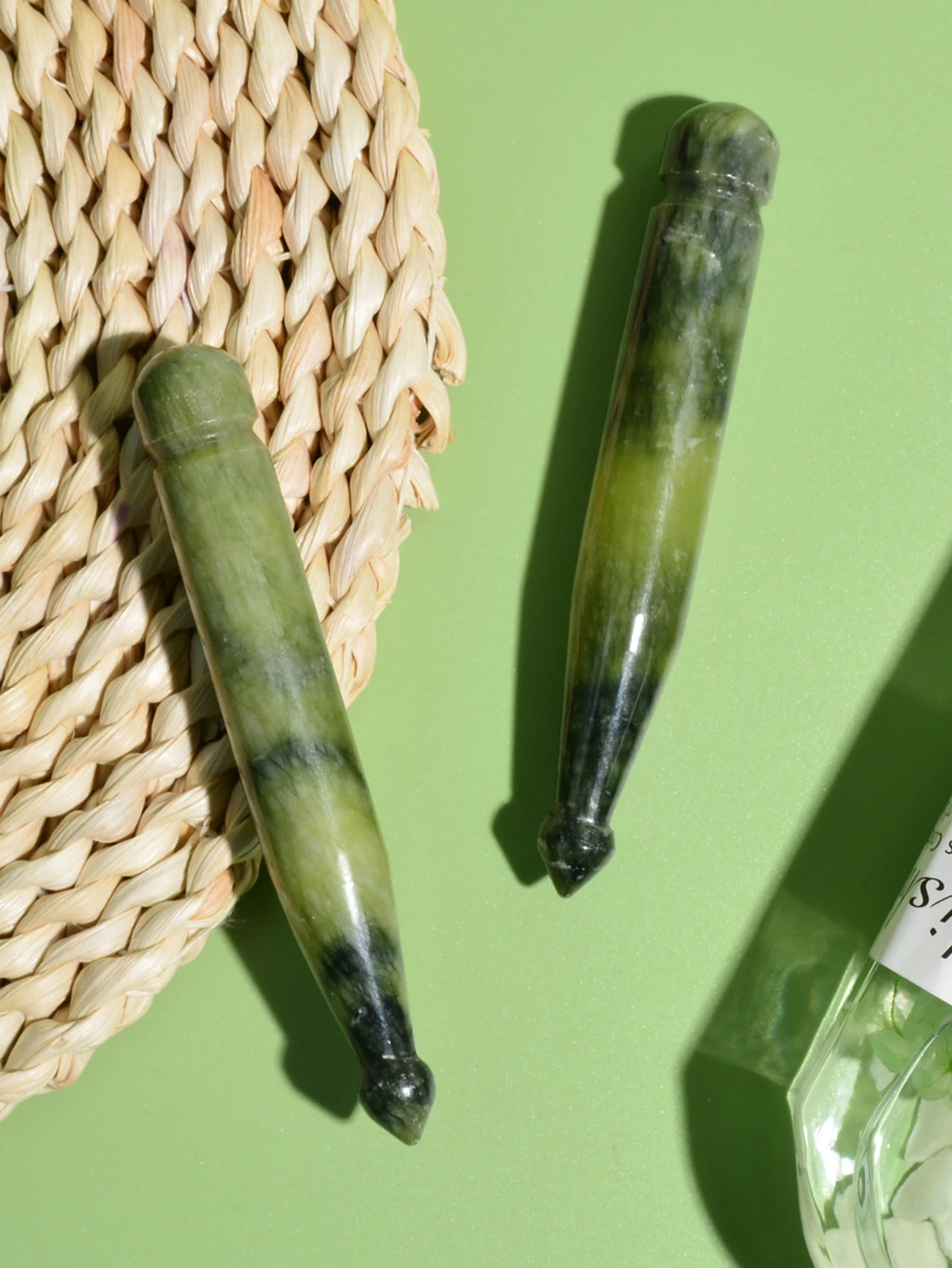 Natürlicher Jade-Stein Gua Sha Akupunktur-Stift Tiefengewebe-Meridian-Schabewerkzeug Gesichts- und Körper-Entspannungs-Massagestab – Detail 7