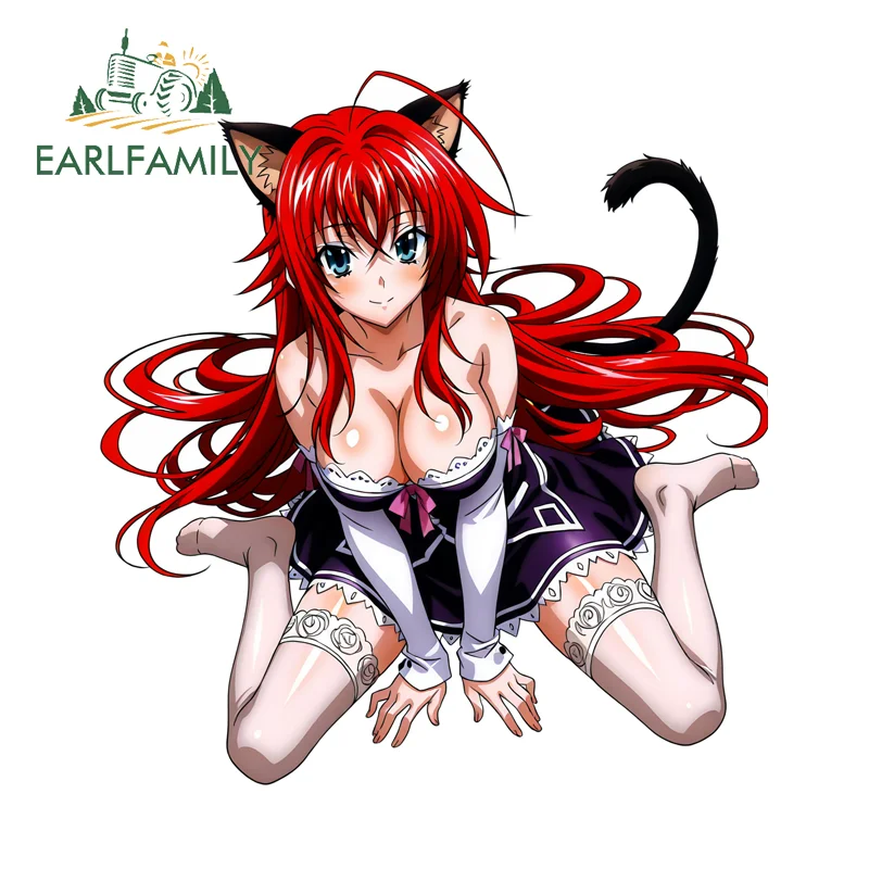

EARLFAMILY Rias Gremory Cat Girl Stickers Kneeling Windshield Bumpers Decals Sunscreen Waterproof Car Wiper Door Window Stickers