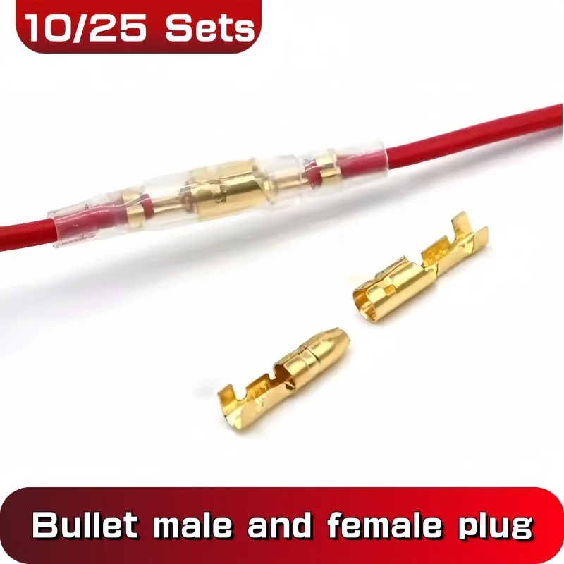 10/25 Sets 4.0 Bullet Crimp terminal car electrical wire connector diameter 4mm Female + Male + Case Cold press terminal