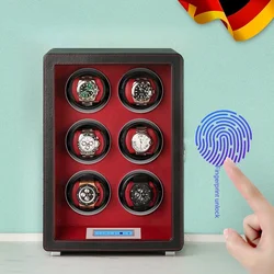 Fingerprint Unlock Automatic Watch Winder Luxury Leather Watch Storage Box Touch Control and Internal Backlight Watch Safe box