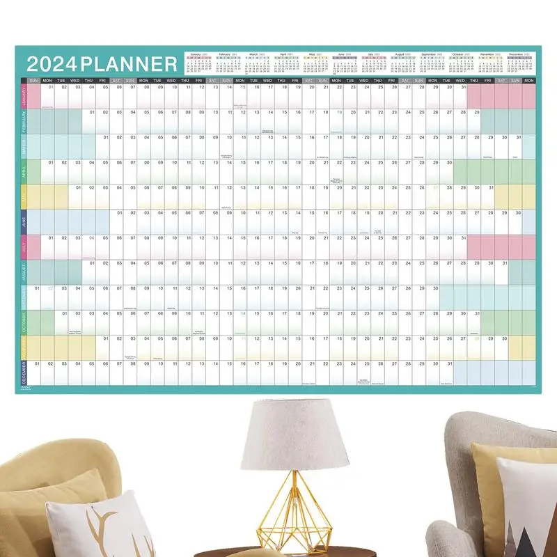 

2024 Calendar 12 Month Wall Annual Year Planner Yearly Wall Calendar 2024 From Jan.2024 To Dec.2024 Thick Paper Horizontal