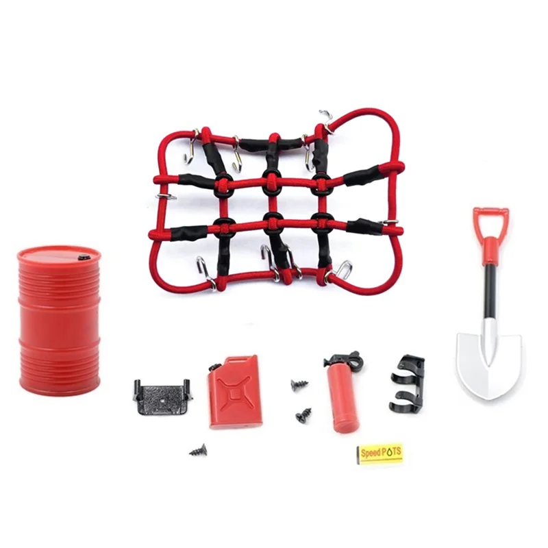 Mini Shovel Fuel Tank Oil Drum Fire Extinguisher Luggage Net Decoration for Axial SCX24 JEEP Bronco C10 1/24 RC Car,1