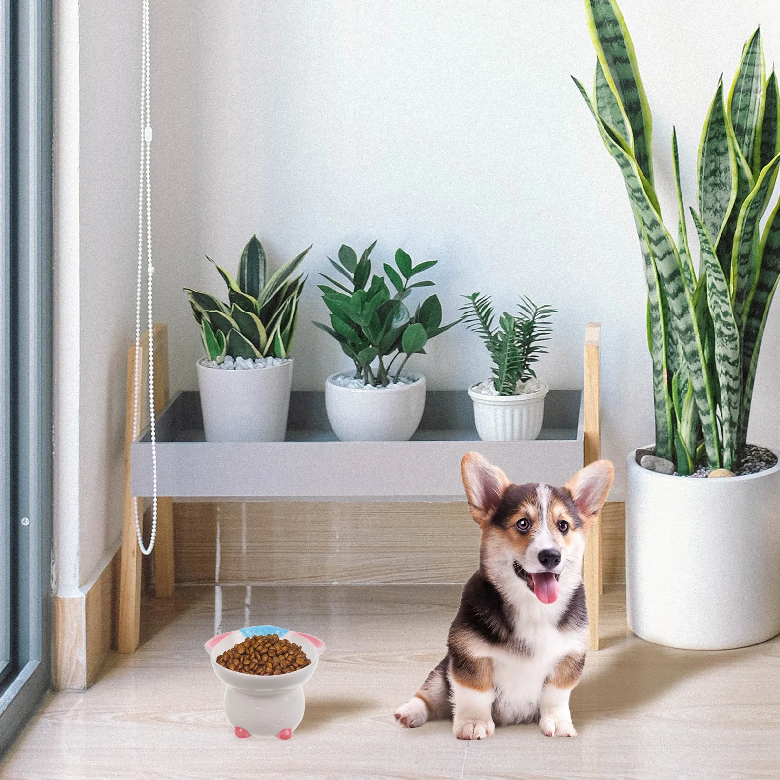 

Ceramic Elevated Cat Bowl Cartoon Style Large Capacity Ergonomic Feeding Bowl Cat Water Food Container Pet Food Bowls
