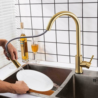 Pull Out Sensor Black Kitchen Sink Faucet 304 Stainless Steel Sensitive Touch Control Hot Cold Water Mixer Faucet Brushed Gold