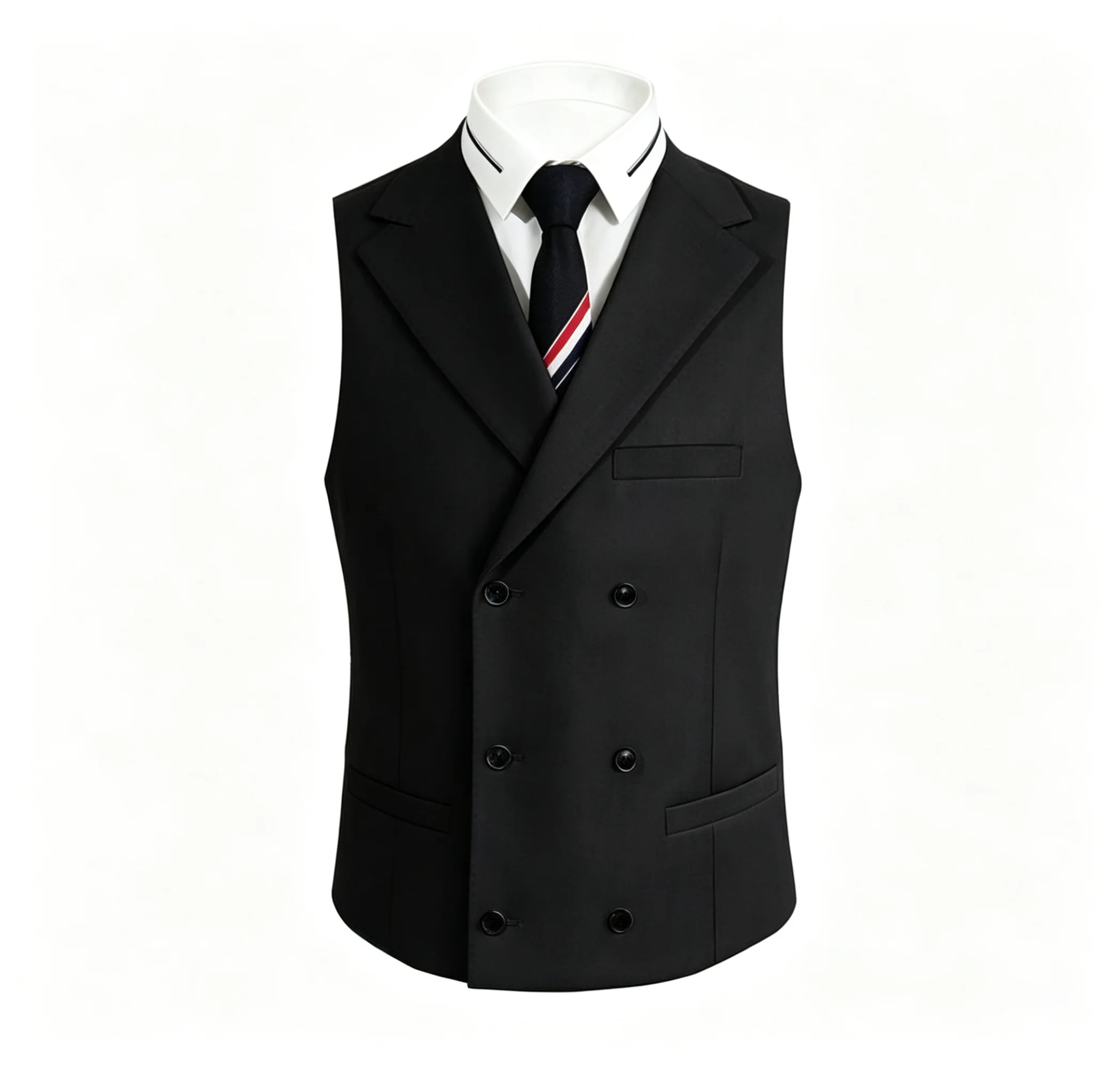Herren Doppelreihige Anzugweste Formelle Weste Business Casual Gilet für Hochzeit Party Grau/Marineblau/Schwarz – Detail 5