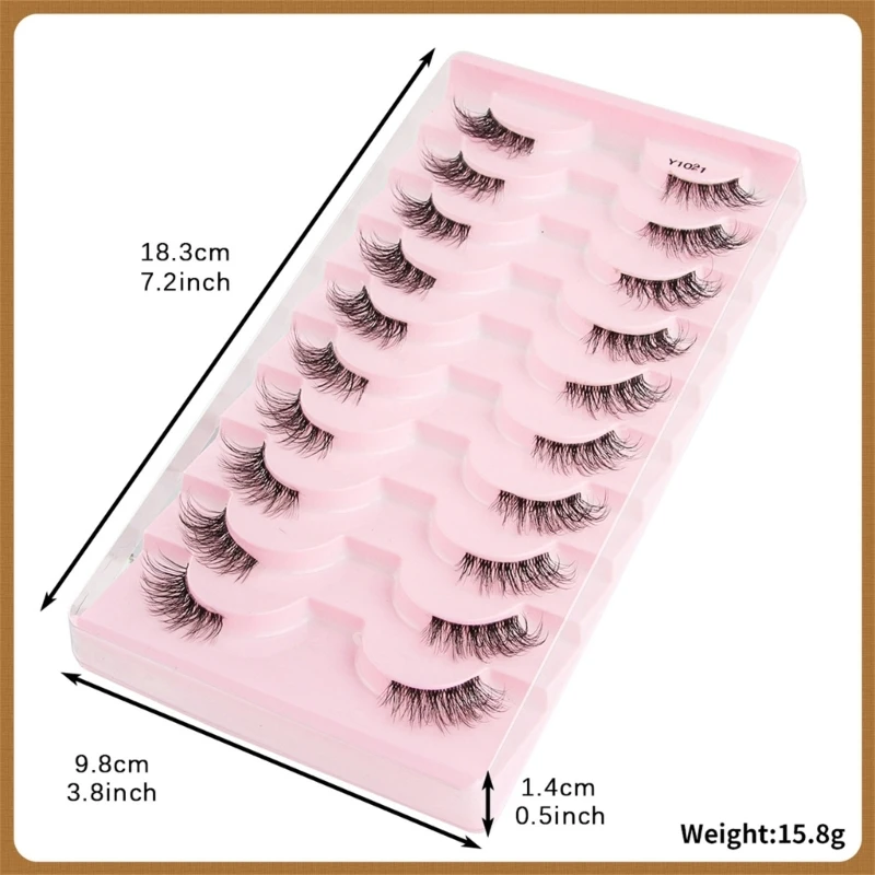 10 Pairs Half Lashes with Clear Band Wispy Eyelashes Natural Look 3D Lashes Short Eye Lash Fake Eyelashes Drop Shipping