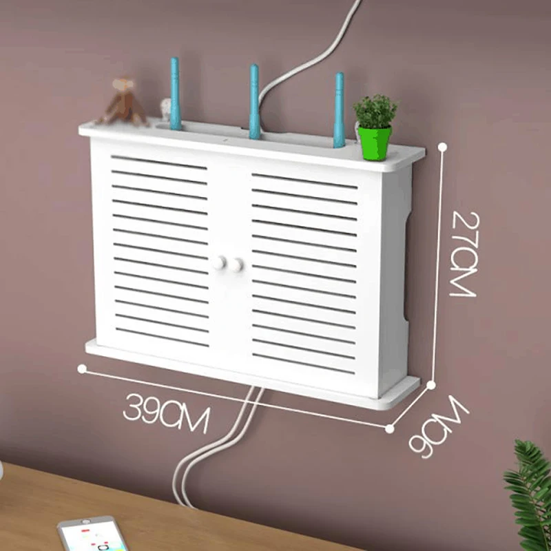 Große Drahtlose Wifi Router Regal Lagerung Boxen Kabel Power Plus Draht Halterung Holz-Kunststoff Wand Hängen Stecker Board DIY wohnkultur