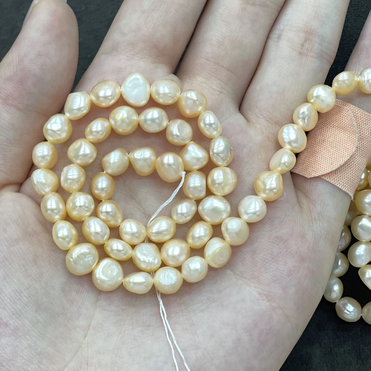 

7–8mm Pink Pearls 36cm Irregularly Shaped Natural Freshwater Pearl Strand Beads for Jewelry Making DIY Necklaces Accessories
