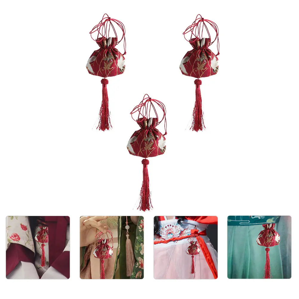 

3pcs Cotton Sachet Holders Lightweight Portable Empty Pouches Festival Decoration Chinese Style Practical Small Bag