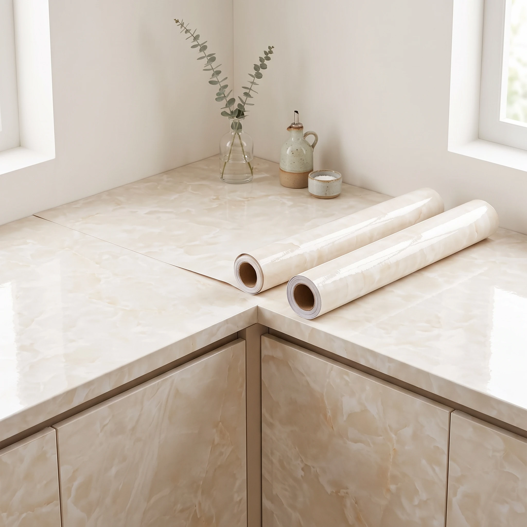 55cm Wide Marble Self-Adhesive Contact Paper Waterproof Oilproof Film Kitchen Countertop Cabinet Tile Furniture Decor Sticker