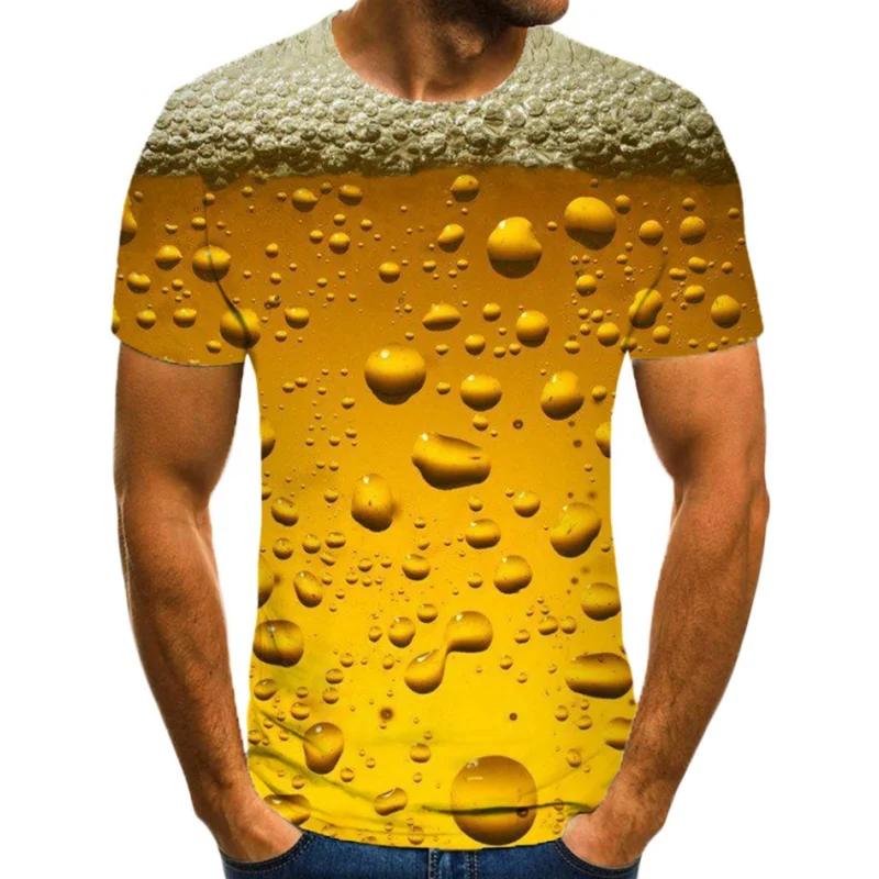 

Fashion 3D Beer Printing T Shirts For Men Funny Tees Summer Casual Breathable Short Sleeve Tops Oversize Hip Hop Street Clothing