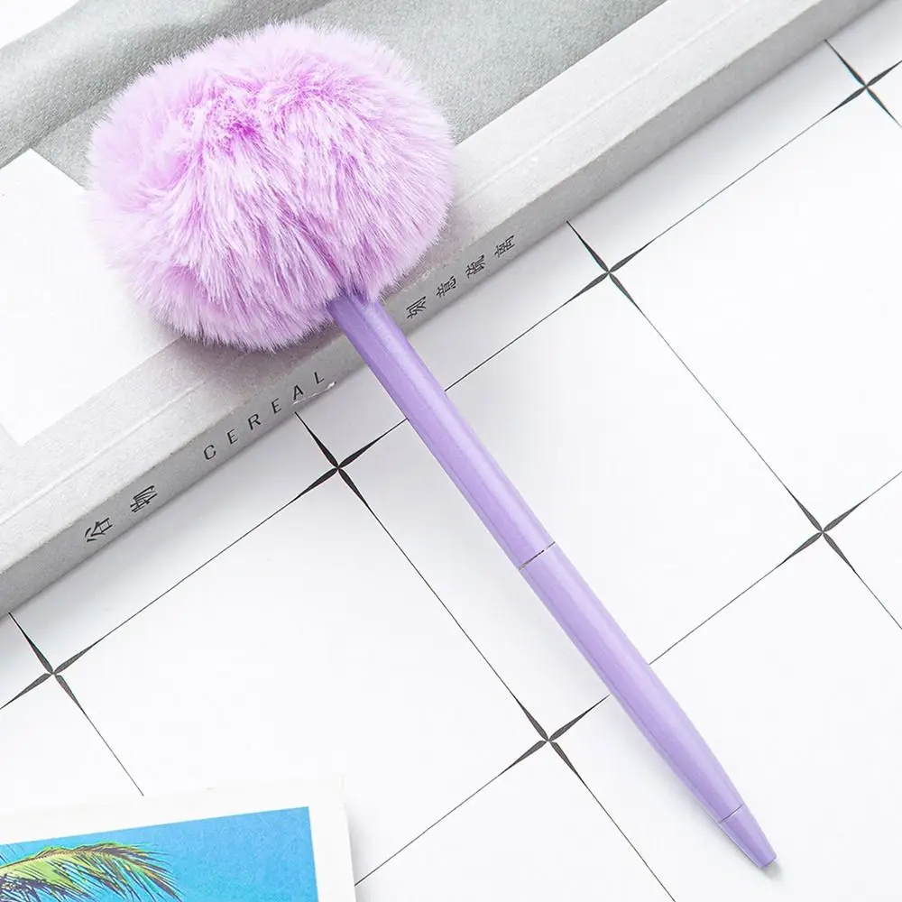 

Accessories Smooth writing Furry Ballpoint Pen Creative Metal Furry Ball Signature Pen Cute Rollerball Pen