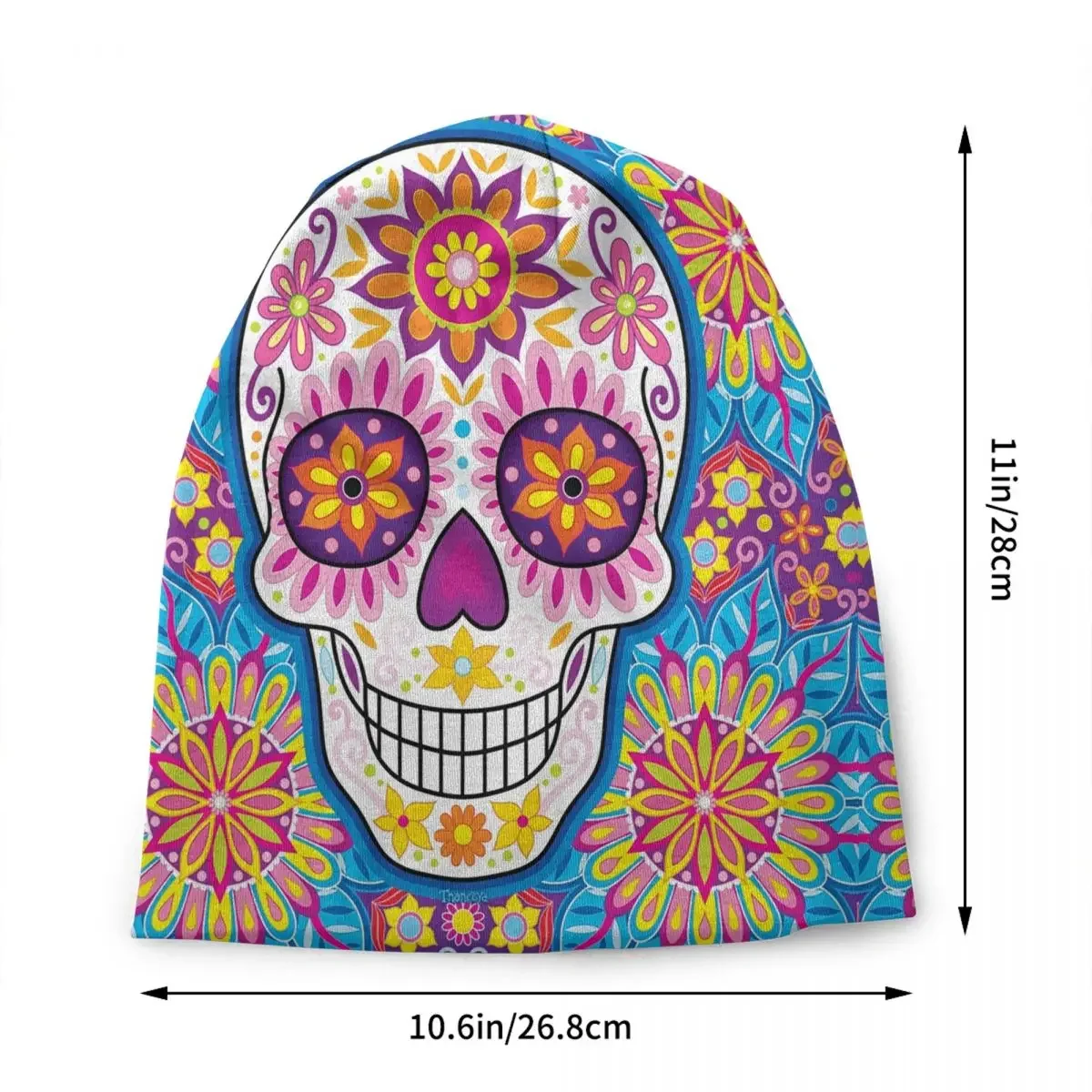 Mexican Sugar Skull Art Bonnet Hats Cool Knitted Hat For Men Women Warm Winter Day Of The Dead Art Skullies Beanies Caps