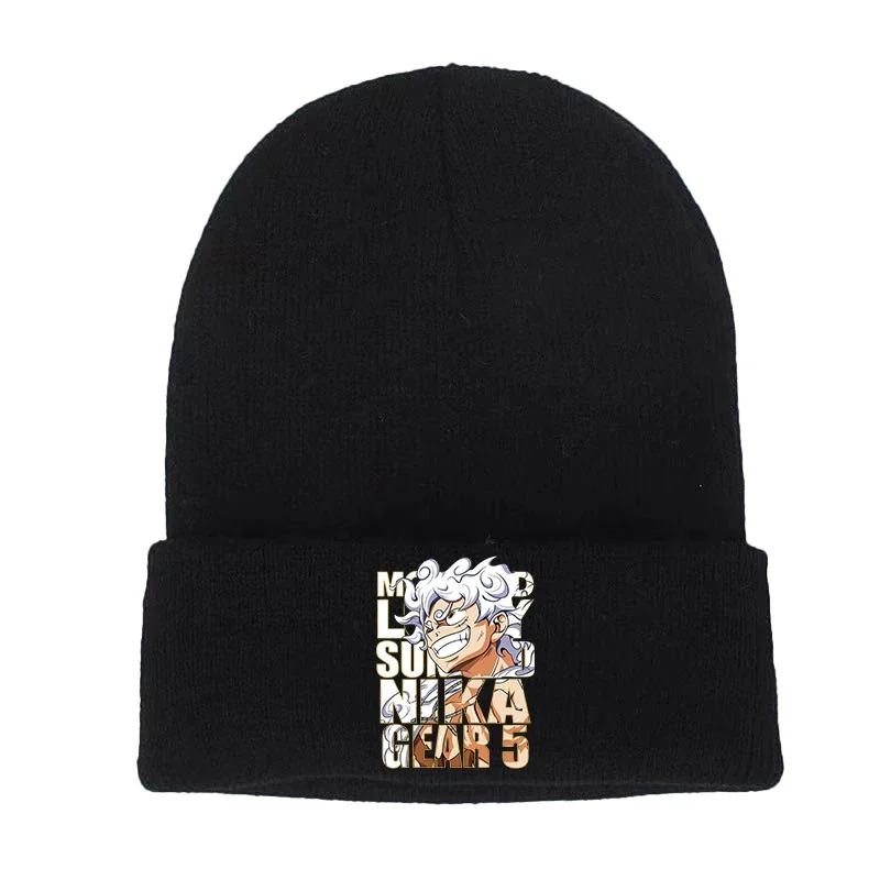 Anime Luffy Gear 5 Cotton Casual Beanies for Men Women Knitted Winter Hat Luffy Roronoa Zoro Ullzang Skullies Bonnet Unisex Cap