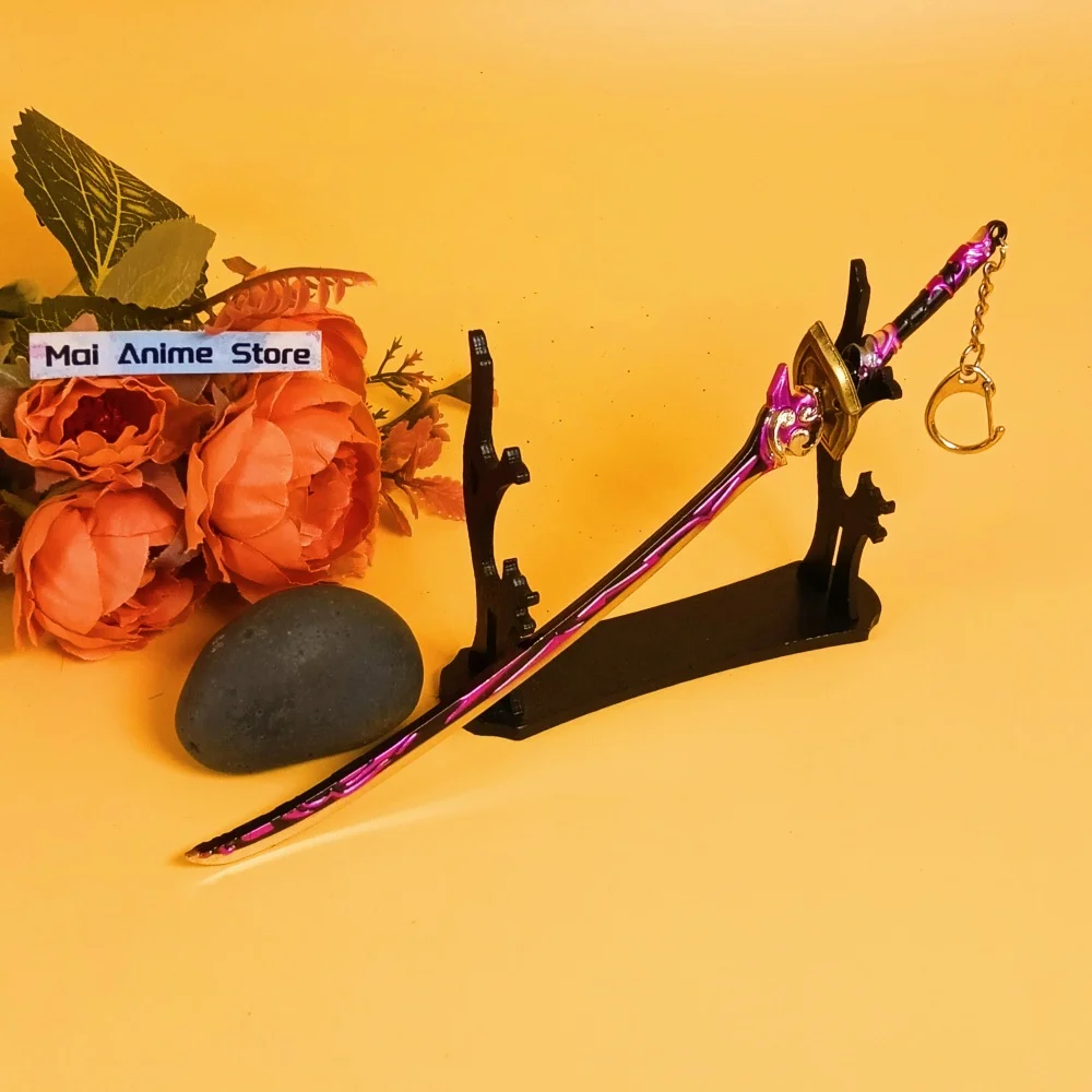 Genshin Katana – sabre de samouraï Original, 8.6 pouces, véritable Katana Raiden Shogun Ninja, couteau en métal damas, épée non tranchante, jouet cadeau