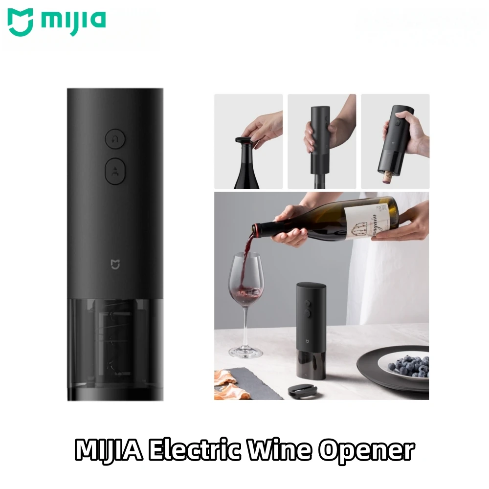 Abridor de vinho elétrico Mijia, abridor de garrafas elétrico de 3 segundos, bateria de lítio portátil, cabo antiderrapante, ferramentas para cozinha e bar.