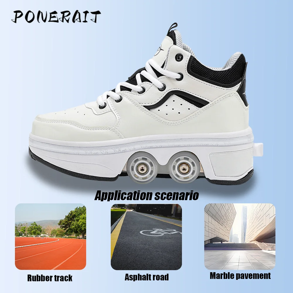 Roller skate Unisex Kids Outdoor Casual Child\'s Deformation Parkour Shoes with 4 wheels Sneakers For Girl From Teenager Gift