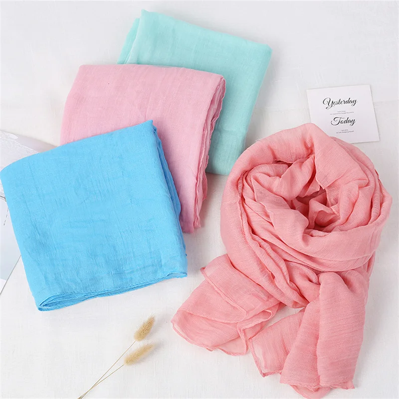 Soft Cotton Linen Scarf Shawl Women Muslim Hijab Long Headscarf Scarves Elegant Female Solid Color Large Shawl Wraps Accessories