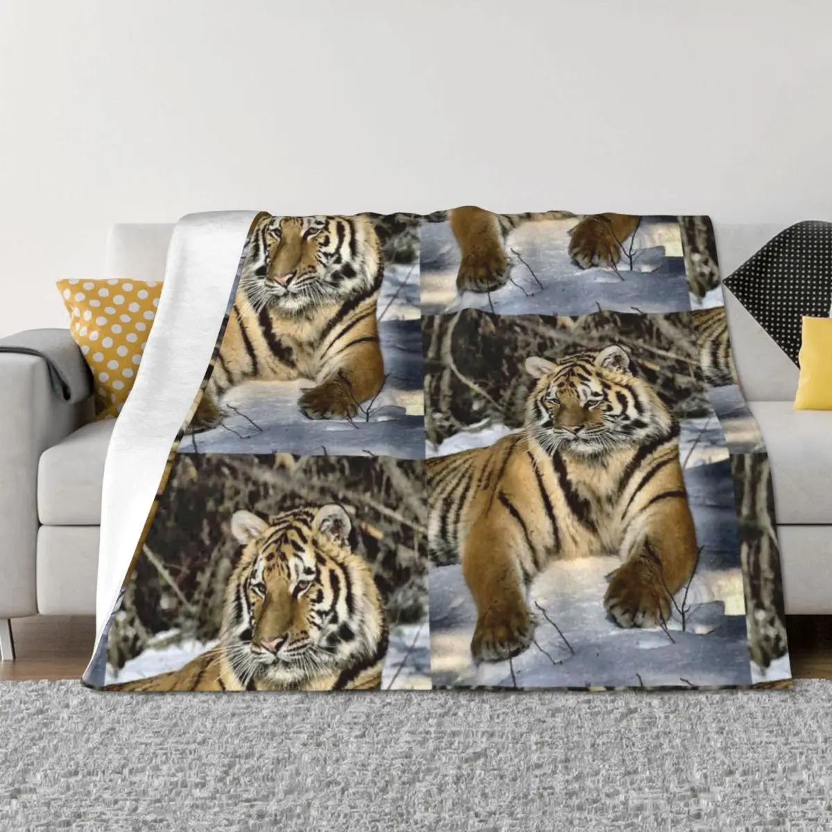 

Siberian Tiger Lovers Art Gifts Throw Blanket Furry Luxury Hairy Tourist Blankets