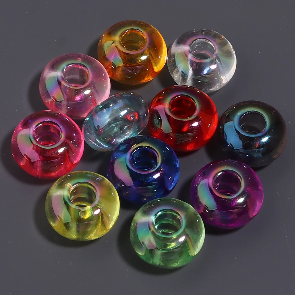 20 Stück farbige Muschel-Perlen aus transparentem Acryl, große Lochperlen, Rad-Abakus-Perlen für die Schmuckherstellung, DIY-Armband-Zubehör – Detail 6