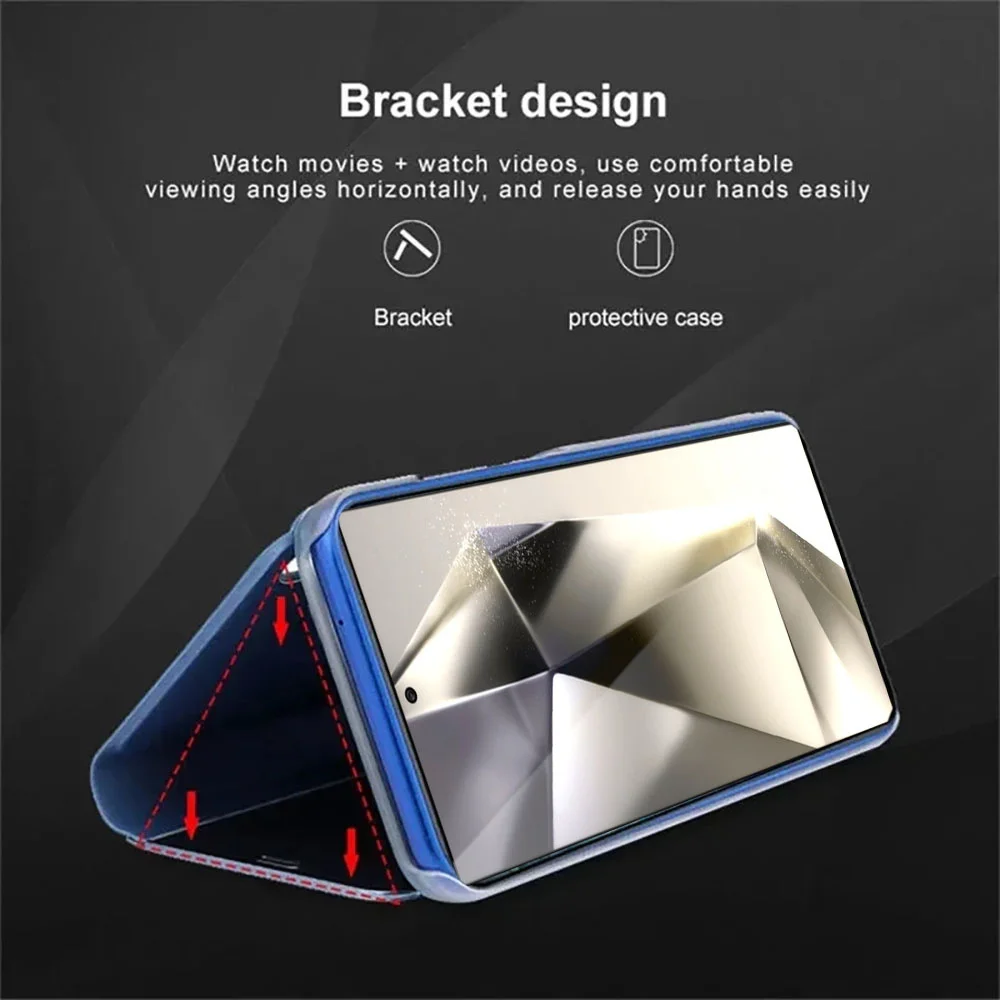 Fundas de teléfono de cuero con tapa de espejo para Samsung Galaxy S26 S25 S24 S22 S23 Ultra FE A56 A36 A55 A35 A15 A34 A16 A54 5G