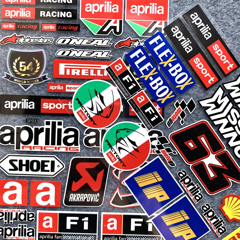 For Aprilia Pegaso 650 RS660 SR50 RSV4 RR1000 RS125 SR160 Motorcycle Body Fuel Tank Helmet Motor Bike Accessories Stickers