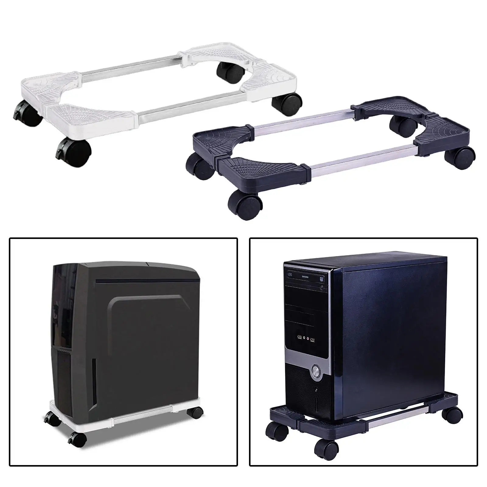 PC デスクトップ CPU スタンド ホルダー コンピューター タワー ローリング ホイール 調整可能