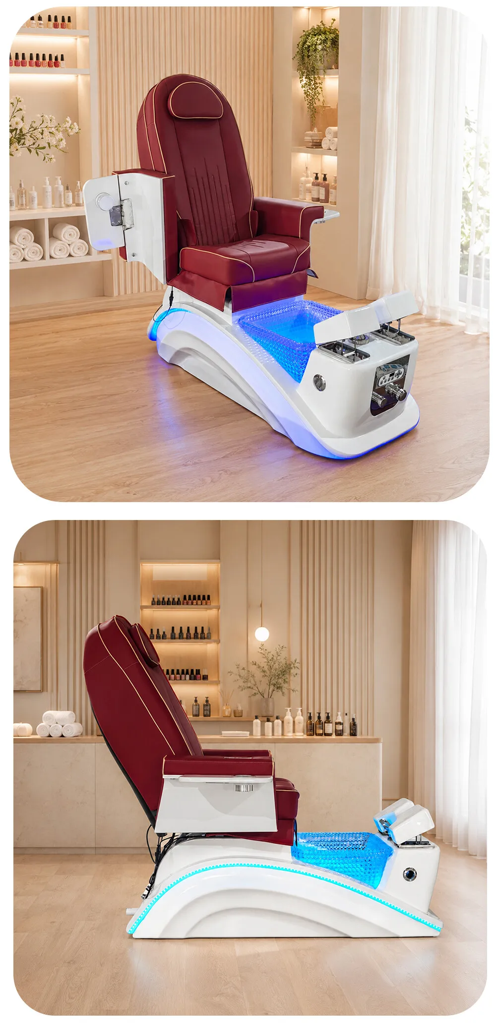 2026 Beauty Salon Spa Stuhl Elektrischer Liegesessel Massage-Nagelstuhl, LED-Fußbadewanne Maniküre-Pediküre-Ausrüstung für Spa-Center – Detail 10