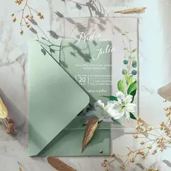 Personalized 5/10/15/20pcs Clear Acrylic Invitation Wedding Party Luxury Floral Invitation Cards Elegant Wedding Decoration