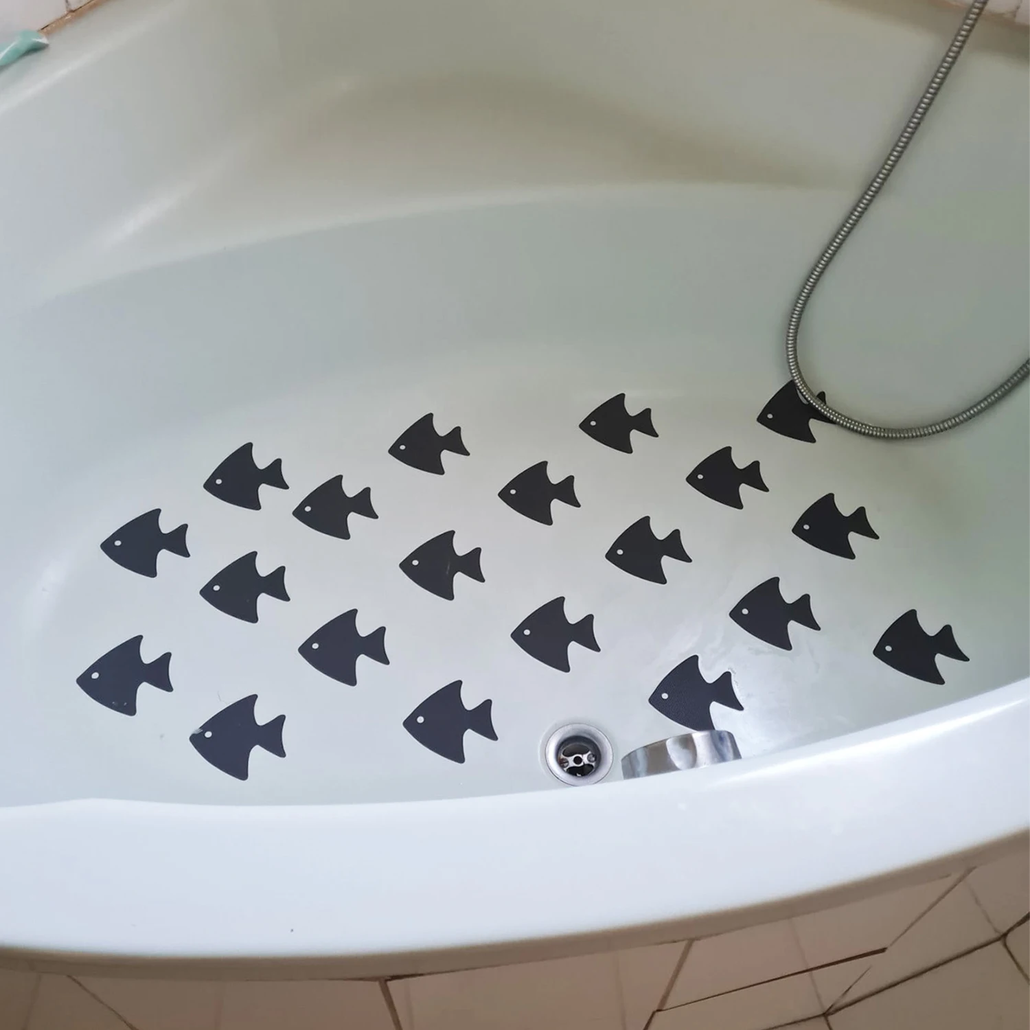 10PCS Small Gray Fish  Non Slip Bathtub Stickers