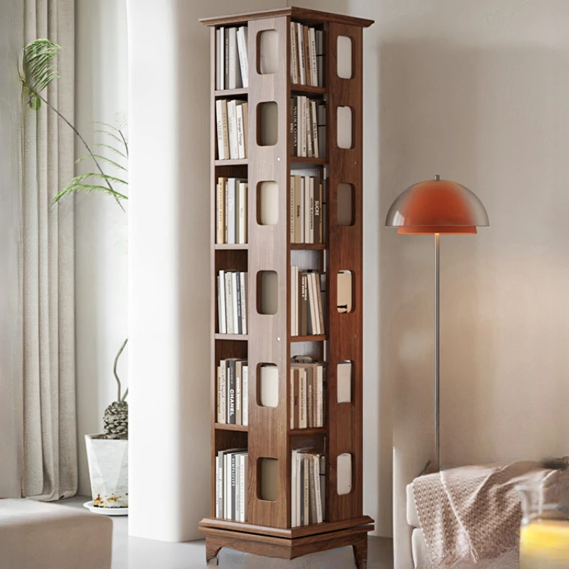 

Rotating bookshelf with a floor mounted 360 degree bookshelf for children, students, space saving, and multi-level storage at