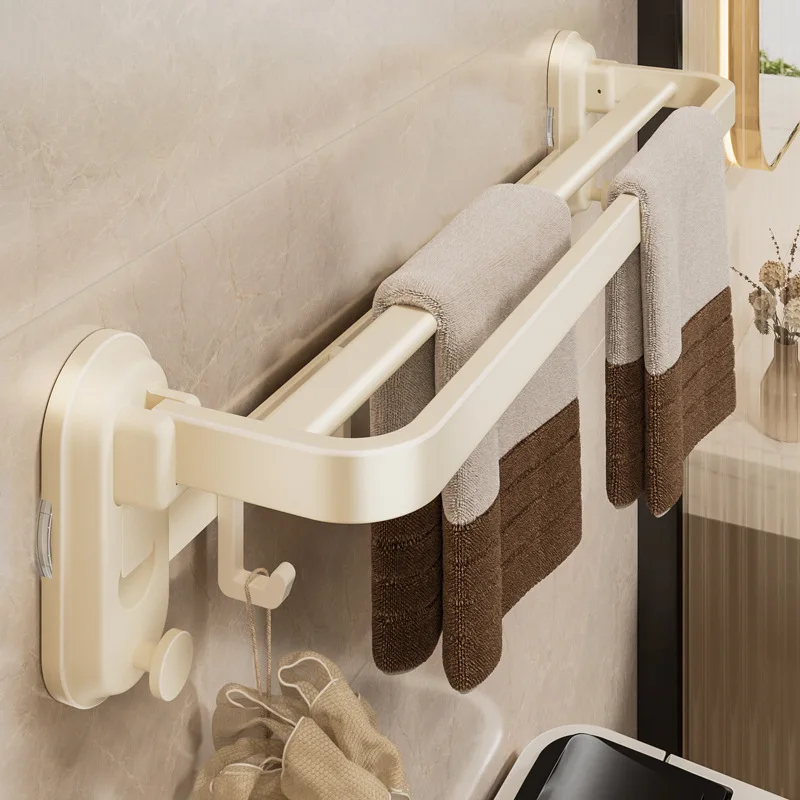 

Suction cup towel rack bathroom punch-free cream style toilet towel bar storage hanging rack wall hanging bathroom storage rack
