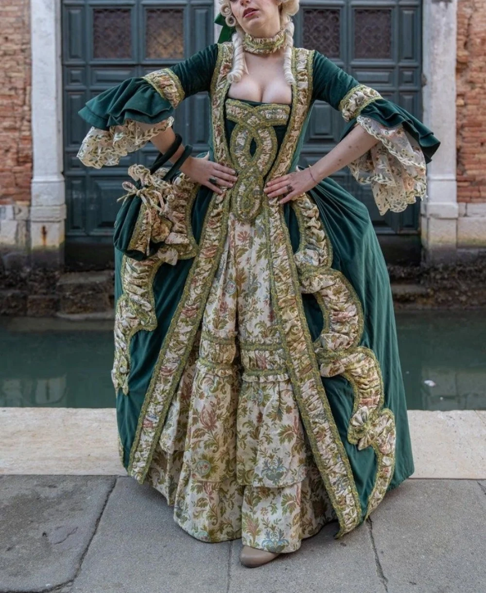 Vestido de terciopelo rococó barroco de la Reina de los años 1700, disfraz victoriano de la Duquesa de la Georgia, disfraz para caminar, vestido de baile de máscaras de Venecia de María Antonieta