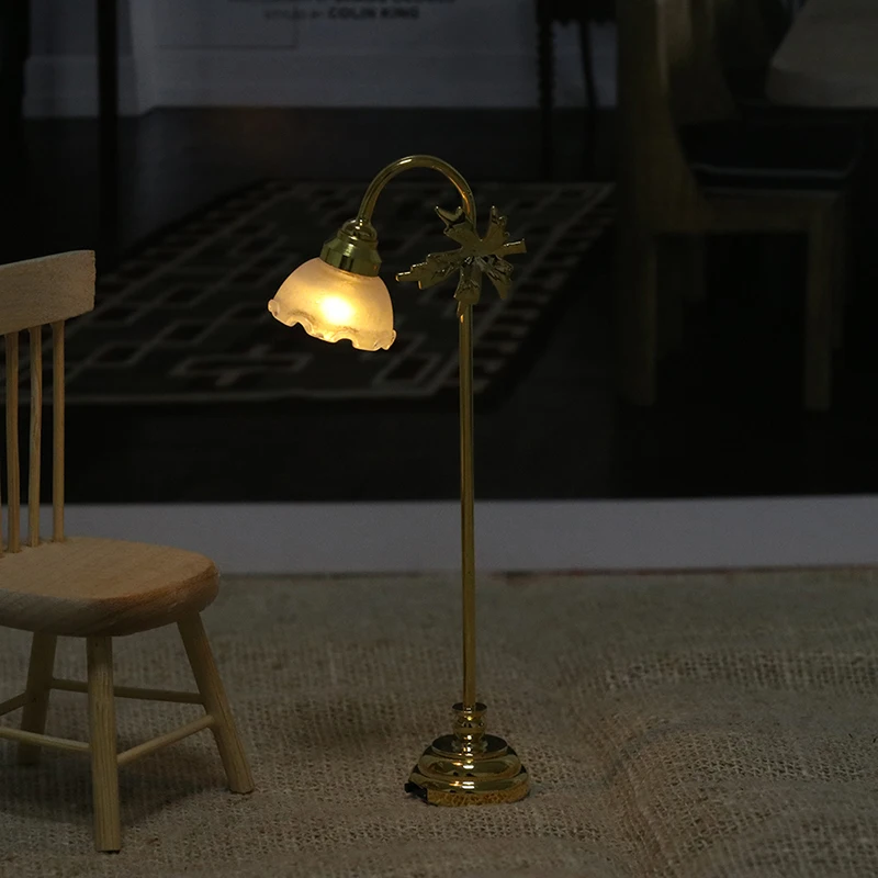 1/6 1/12 Dollhouse Miniature LED Floor Lamp Battery Operated With ON/OFF Switch