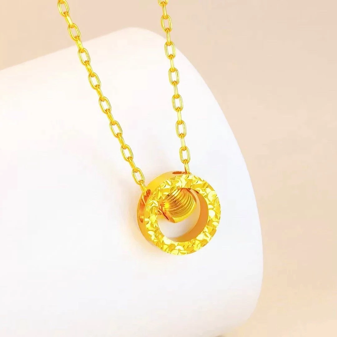 

Elegant 18 K Gold Color Sparkling Ring Bead Necklace Chain for Women Wedding Birthday Necklace Chain Jewelry Gifts