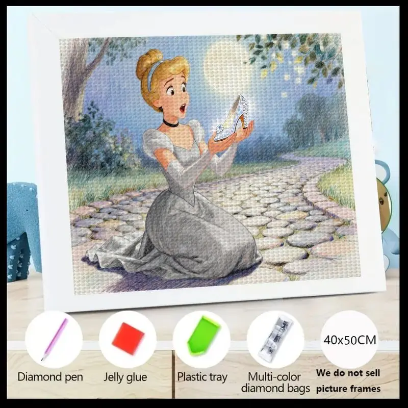

1 шт., 5D DIY алмазная живопись, полный набор сверл, Золушка, принцесса, волшебные стеклянные тапочки, сказочное алмазное искусство, хрустальные стразы G