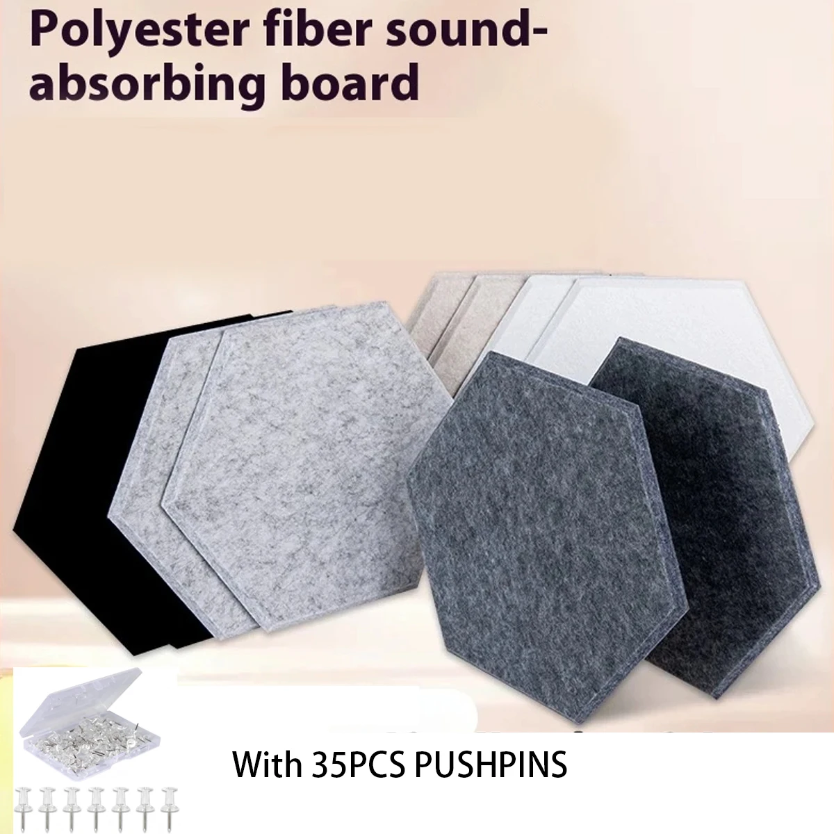 Hexagonal Sound-absorbing Felt Wall Acoustic Panels for Home Office Studio Bedroom Soundproof Cork Bulletin Pin Note Board Decor