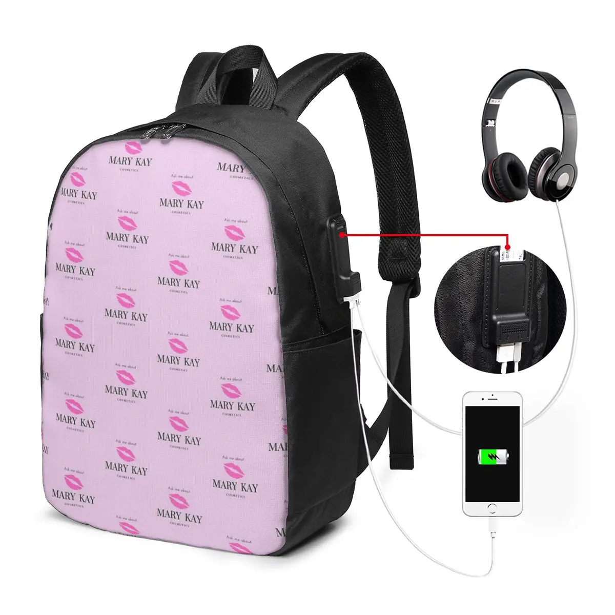 Ask Me About Mary Kay Cosmetics Backpack Travel Notebook Bag ComputerCollege Student School Bag LaptopShoulder Bags for MenWomen