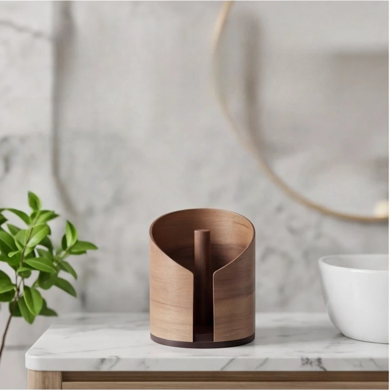 Wooden Tissue Holder Paper Roll Storage Organizer Rack Bedroom Living Room Desktop Decorative Tissue Holder Home Decor