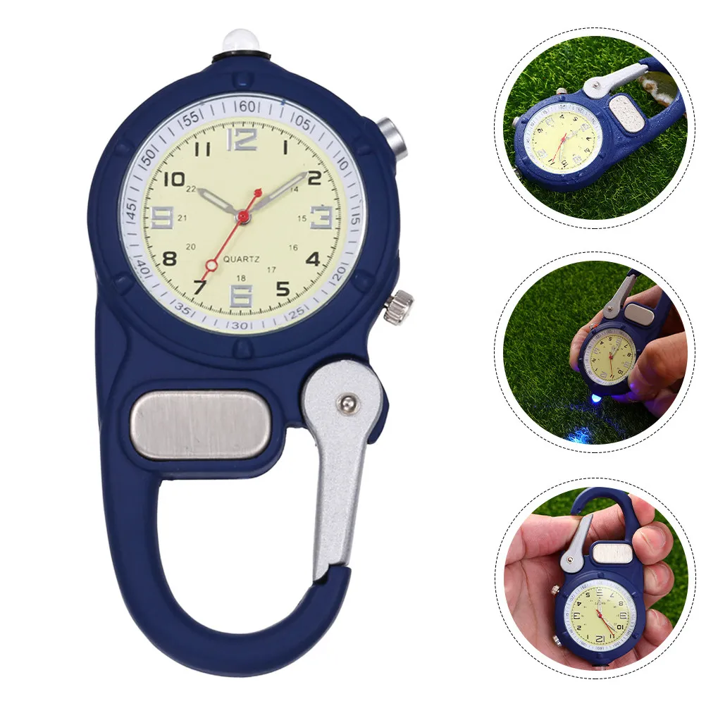 発光ledクリップ式腕時計。合金製で、キャンプ、ハイキング、登山、ベルトに通して使用したり、バックパックに取り付けたりできる多機能バックル付き。