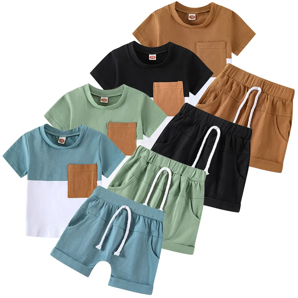 Boys Short sleeved Clothing Set Summer  Fashion Casual Clothing Set Children Cotton Short Sleeved Top+Shorts Two Piece Set