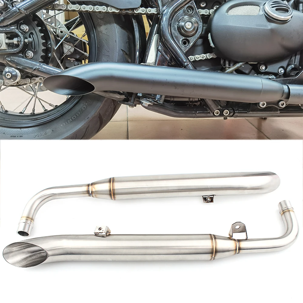 

Motorcycle Exhaust System Stainless Steel Muffler Exhaust Twin Slash Cut Exhaust Pipe For Triumph Bonnieville Bobber T100 T1200