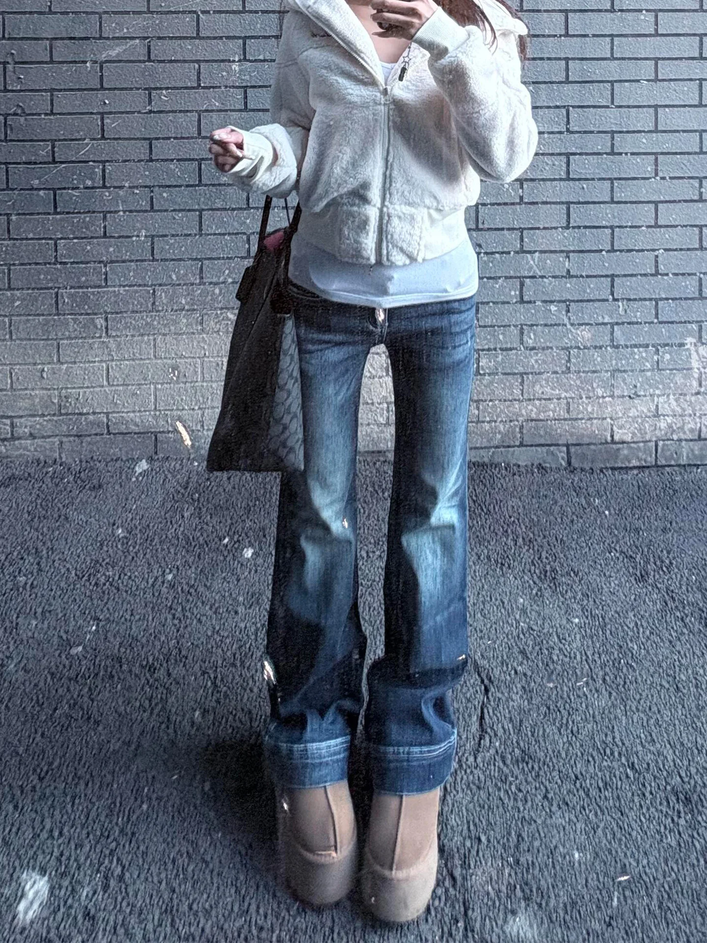 

Сексуальные синие джинсы с низкой талией, женские зимние новые джинсы Pear ape Body Micro Flare, длинные брюки в стиле ретро, джинсы с прямыми штанинами