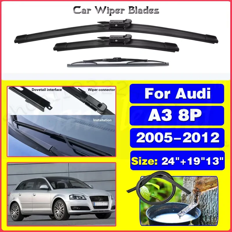 

For Audi A3 8P 2005 2006 2007 2008 2009 2010 2011 2012 Windshield Windscreen 24"+19"+13" Silent upgrade version