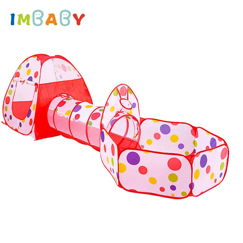 IMBABY 3 In 1 Children Balls Pool Toys Tent Crawling Tunnel Foldable Baby Ballon Playpen Kids Tent Ball Pit Baby Playground