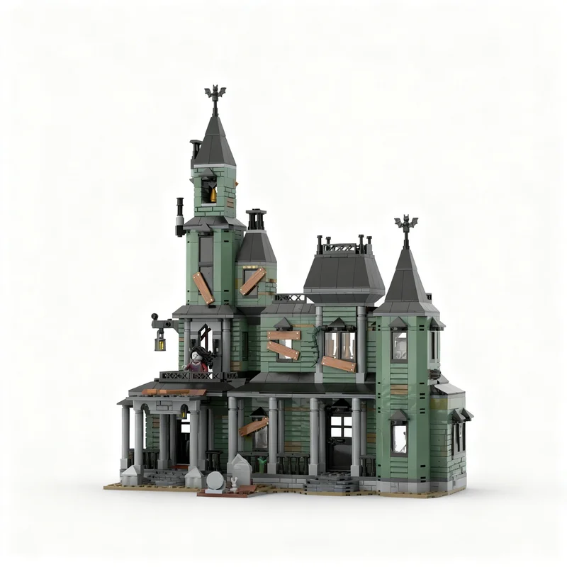 1445개 MOC 유령의 집 창작자 3 1 모델 블록 장난감 크리스마스 선물 건축 창의적 DIY 아이디어 브릭 교육용