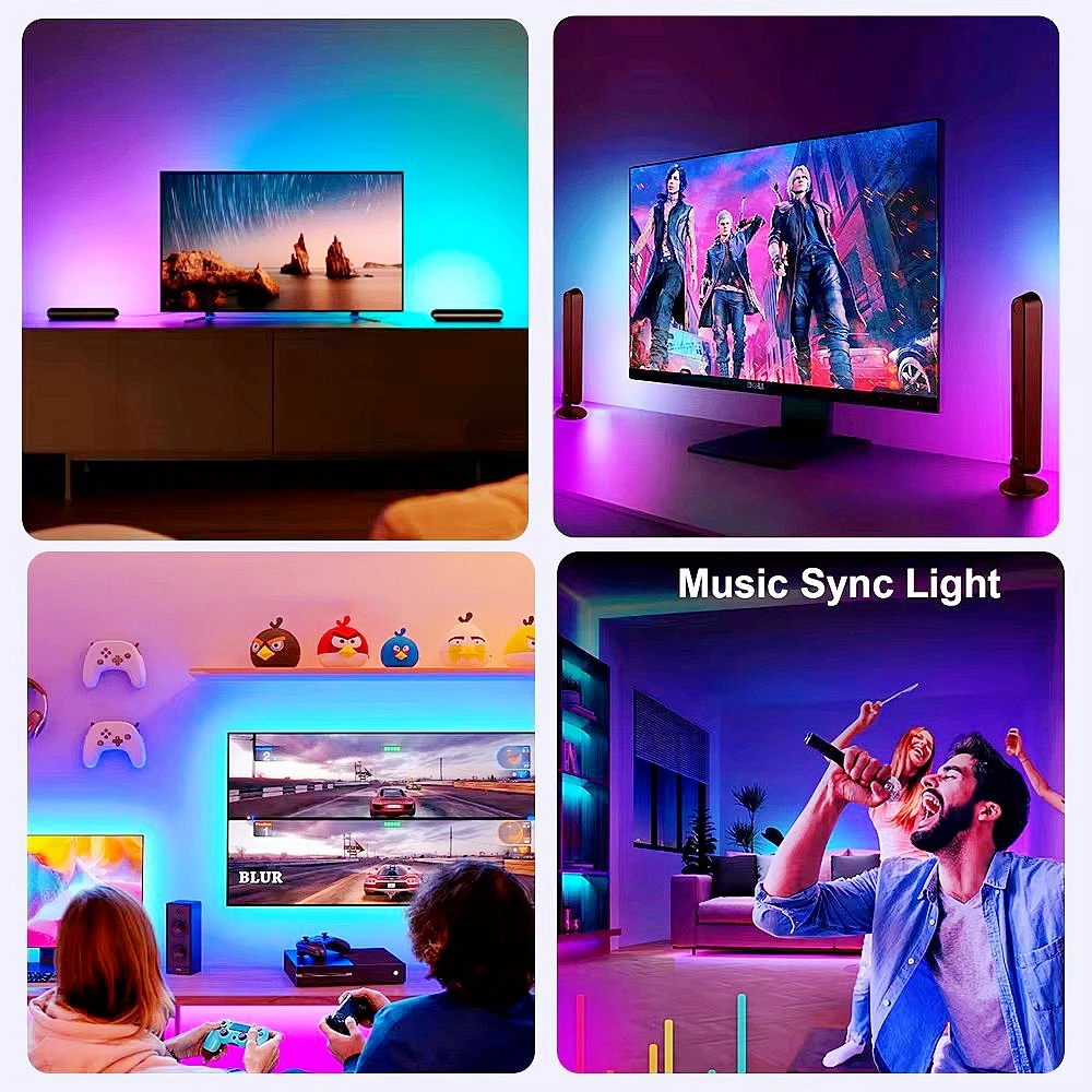 Smart TV Light Ambilight LED Backlit 4K HDMI Device Sync Box Wifi Alexa Google Voice App Control for 24-85 Inch Screen